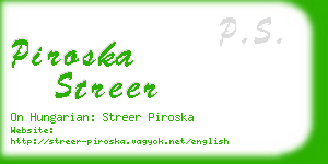 piroska streer business card